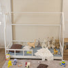 Kids Toddler Bed White Wooden Treehouse Low Childs Roof Canopy Bed Frame Sleeper