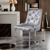 1/2x Upholstered Dining Chair Retro Button Back Kitchen Dinner Chair Chrome Legs