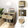 Modern Bedside Table Rattan Nightstand with Storage DrawerNatural