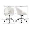 White Boucle Office Chair with Wheels Swivel Teddy Desk Chair for Home Office