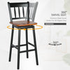 2X Swivel Height Bar Stools Solid Rubber Wood Dining Chairs w/ Footrest Backrest