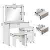Dressing Table LED Lights Mirror Drawers Make up Desk Bedside Cabinet Stool Set