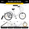 24" Adult Tricycle 6-Speed White 3 Wheel Bicycle Cruise Trike with Basket + Lamp