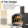 2-layer Outdoor Mini Pizza Oven Portable Wood Fired Pizza Maker w/Cooking Grill