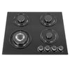 4 Burners Gas Hob 60cm Black Tempered Glass Kitchen Built in Gas Cooktop NG/LPG