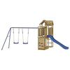 Lechnical Playhouse with Slide Swings Rockwall Impregnated Wood D6S0