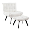 Comfy Teddy Velvet Folding Backrest Lounge Armchair &Footstool Set w/Metal Legs