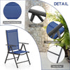 Patio Chairs Set of 2 Folding Outdoor Dining Chair Sling Adjustable Chair Blue
