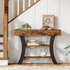 41" Small Console Table for Entryway 3-Tier Rustic Sofa Table with Storage Shelf