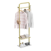Heavy Duty Gold Clothes Rail Garment Coat Rack Stand Bag Scarf Hooks Hall Tree
