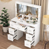 White Dressing Table with LED Lights Mirror 7 Drawers Vanity Makeup Desk Set NEW