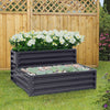 2 Tier Garden Metal Black Planter Flower Raised Bed Herb Grow Box Container