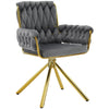 6 Pcs Rotatable Dining Chairs Velvet Padded Metal Legs Kitchen Swivel Chair Grey