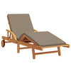 Folding Sun Lounger with Wheels & Cushion Taupe Solid Wood Acacia