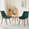 2pcs Dining Chairs Set Velvet Padded Seat Back Lounge Meeting Room Chair Green