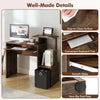 Compact Home Office Desk with Open Shelf & Fabric Storage Drawer-Rustic Brown