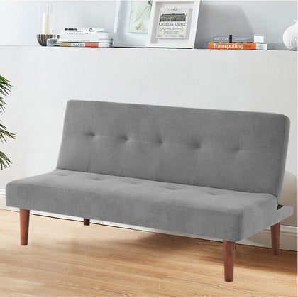 2 Seater Sofa Bed Fabric Sofabed Cushioned Recliner Loveseat Wooden Legs Sofas