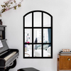Extra Large Arched Wall Mirror Sticker Black Wooden Framed Window Style Mirror