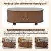 Stylish Oval Coffee Table with 2 Sliding Doors Hidden Compartment Center Table
