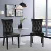 2/4Pcs Upholstered Cushioned Dining Chairs Faux Leather Padded Seat Wooden Legs