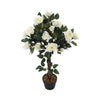 Artificial White Rose Flower Tree Potted Fake House Plant Home Outdoor Décor New