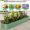 Galvanised Raised Garden Bed Metal Planter Box w/Open Bottom, Grey/Green/Sliver