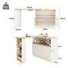 Kitchen Island Cabinet w/ Extendable Swivel Dining Table 360° Rotating Bar Table