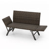 Metal Frame Wicker Couch Patio Convertible Sofa for 2-Grey