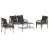 4 Piece Garden Sofa Set with Cushions Grey Poly Rattan K0L7