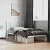 Metal Bed Frame with Headboard White 100x200 cm