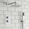 Bathroom Thermostatic Conceal Shower Mixer Twin head Large Square Bar Set Chrome