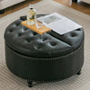 Round Storage Ottoman Stool Seat Upholstered Coffee Table for Living Bedroom