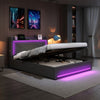 Ottoman Storage Upholstered Bed Frame with LED Lights 4ft6 Double Size Bed Grey