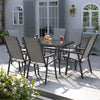 1.2m Rectangle Black Garden Table Glass Patio Bistro Dining Table &Umbrella Hole