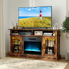 TV Stand with Electric Fireplace Media Entertainment Center Brown