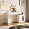 White Dressing Table With Clound Mirror Makeup Desk Vanity Scalable Cabinet