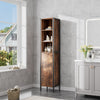Tall Industrial Cabinet Vintage Narrow Locker Wooden Storage Cupboard Retro Door