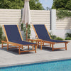 Loungers 2 pcs with Table Blue Solid Wood Acacia and B1R2