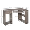 L-Shaped Corner Computer Desk w/ 2 Shelves Wide Worktop Keyboard Tray Grey