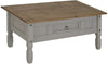 Corona Coffee Table Grey Wax 1 Drawer Solid Pine Living Room