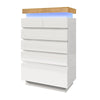 6 DRAWER CHEST OF DRAWERS SIDEBOARD WITH LED STORAGE CABINET HIGH GLOSS WHITE