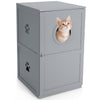 2-Tier Cat House Indoor Pet Crate Litter Box Enclosure Side Storage Cabinet