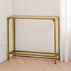 Narrow Slim Glass Console Table Metal Golden Hallway Entryway Porch Accent Table