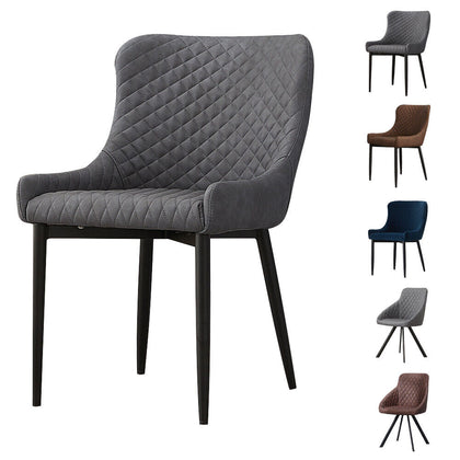 Luxury Pair of Faux Leather Chairs PU Velvet Dining Chairs Grey Brown Blue Metal