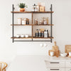 3 Tier Floating Shelving Bookshelf with Hooks for Living Room Kitchen Balcony UK