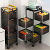 Vegetable Shelf Rack Tier Mobile Kitchen Utility Rotating Storage 6 Cart Trolley