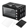 36L Mini Oven Hob Cooker Grill With Electric Hob Double Hotplate Table Top Black