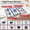 Gas Hob 5 Burners 76cm Stainless Steel Kitchen Built in Gas Cooktop For NG/LPG