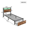Metal Bed Frame with Outlets, LED Strip, 3ft Single Platform Bed with Storage