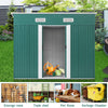 4x6ft Green Galvanized Steel Sheds Outdoor Storage w Sliding Door Foundation Kit